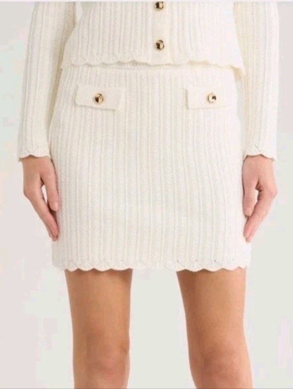 JASON WU Size XL Ivory Pointelle Sweater Mini Skirt Msrp $128